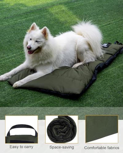 OneTigris Dog Bed Travel 43 * 27.5 Inch, Portable Dog Bed Camping for Washable Durable Oxford Portable Sleeping Mats for Car Crate Sofa also For Indoor Outdoor Camping Travel Green (M) — view 3