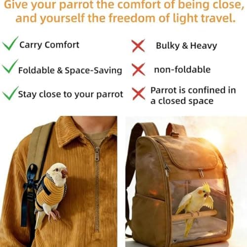 Portable Bird Carrier Bag, 2026 Escape Resistant Parrot Carrier Bag Harness for Small Medium Parrots, Cockatiel,Green-cheeked Conure (XL) — view 6