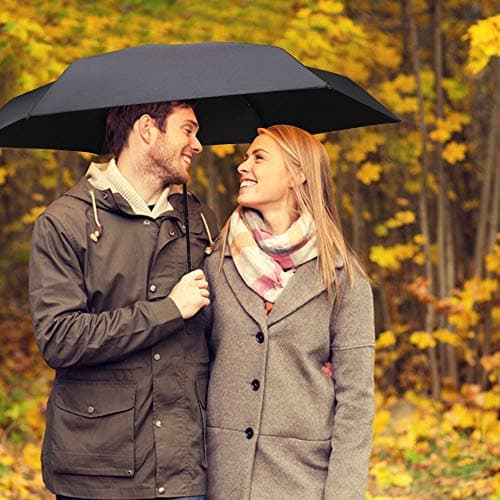 Vicloon Mini Travel Umbrella, Black Compact Folding Umbrella, Small Light-Weight Waterproof Umbrella, Rain and Sun Umbrella for Women Men and Kids（Black） — view 2