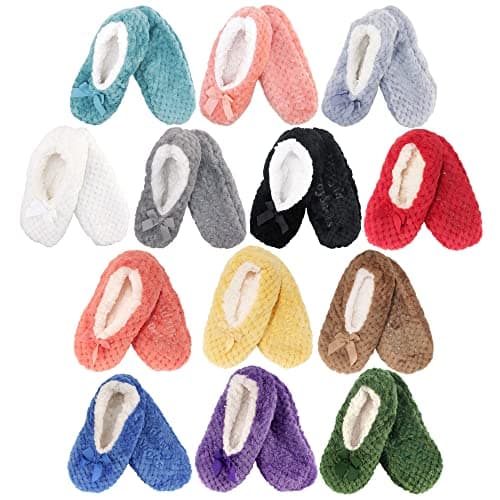 BambooMN Adult Super Soft Warm Cozy Fuzzy Soft Touch Sleeper Slippers Non-Slip Lined Socks – Grey – X-Large (UK Size 8-9) — view 6