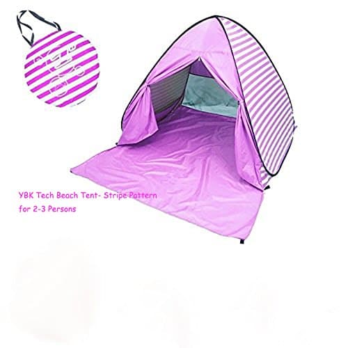 Eplze Automatic Pop Up Beach Tent for 2-3 Persons-Stripe Style (Pink) — view 3