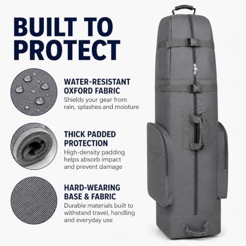 Golf Travel Bags with Wheels, 1200D Heavy Duty Oxford Wear-Resistant with Extra Storage Bag, Lightweight & Portable Golf Club Travel Cover for Airlines Easy Storage，Grey：Upgrade — view 3