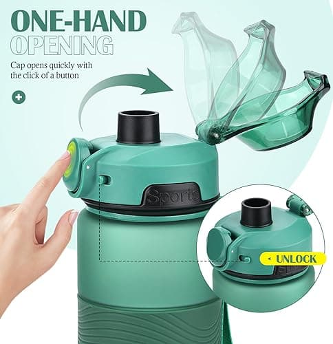 CodiCile Water Bottle, BPA Free 1l Water Bottle Leak Proof Drinks Bottle, Large Sports Bottle Great for Gym, School, Office and Travel (Dark Green) — view 5