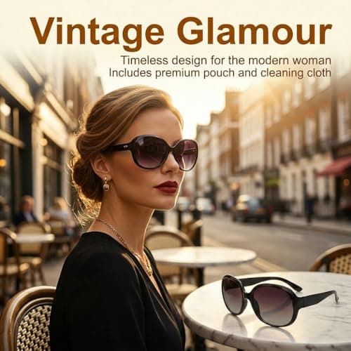 Fawley Oversized Sunglasses for Women Black Ladies Sunglasses Round Lightweight Polarized Sunglasses Big Driving Sun Glasses Fashion Trendy Oversized Eyewear for Sunscreen Travel Party — view 5