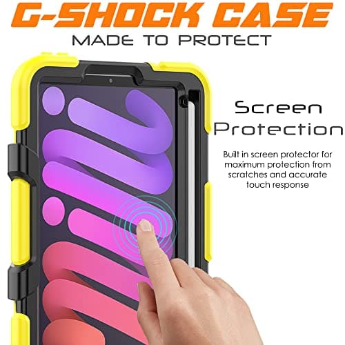 TECHGEAR G-SHOCK Case for iPad Mini 7 2024 & Mini 6 2021 (7th & 6th Gen) - Tough, Heavy Duty Armour, Shockproof with Stand - Kids, Schools, Builders, Restaurant - YELLOW — view 4