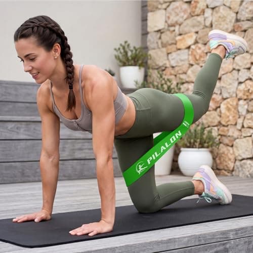 PILALON Resistance Bands, Set of 5 Skin-Friendly Fitness Exercise Loop Bands with 5 Strength Levels for Women & Men - Ideal for Home, Gym, Yoga Training - Carry Bag & Guide Included — view 3