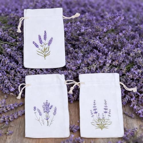 6 Pcs Lavender Bags,Dried Lavender Sachet Empty for Wardrobes and Moths Drawstring Fabric Pouches for Aromatherapy,Pouch Cotton for Spice,Dried Flowers and Herbs(10x15cm) — view 6