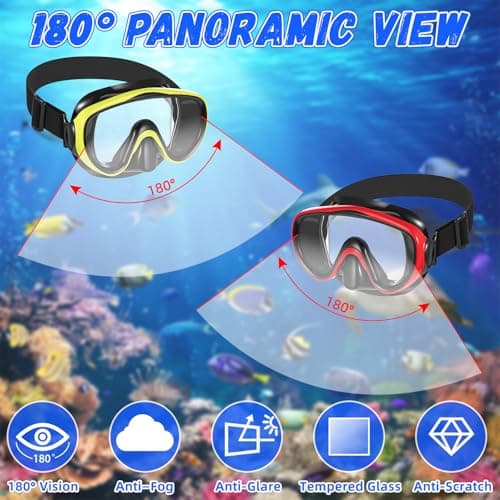 Relaxweex 4 Pack Adult Swim Goggles with Nose Cover Snorkel Diving Mask Elastic Strap Scuba Mask Underwater Swimming Goggle(Black, Blue, Red, Yellow) — view 4