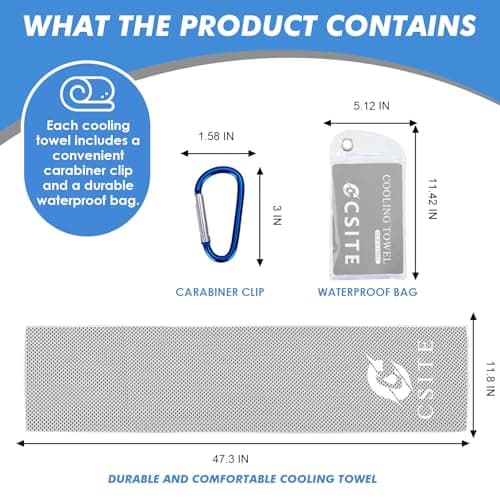 CSITE 6 Pack Cooling Towels (120x30cm) for Neck and Face, Ice Towel for Hot Weather, Soft Breathable Chilly Gym Towels, Microfiber Towel for Work Out, Yoga, Running, Camping & More Activities — view 4
