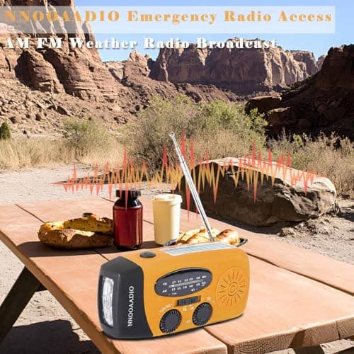 NNOOAADIO Wind Up Solar Hand Crank Radio, 2000mAh SOS Alarm for Camping — view 6