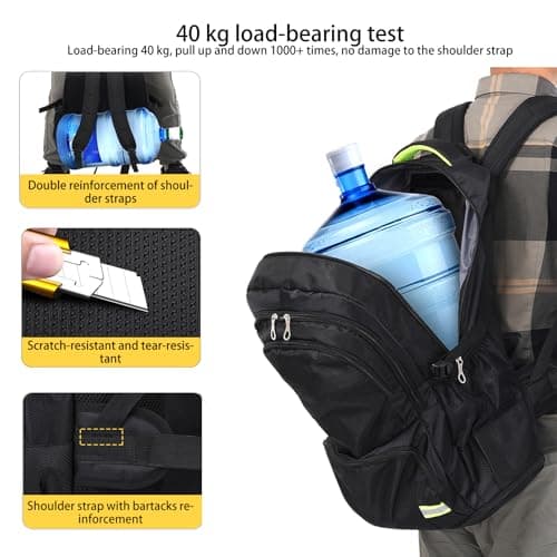 Nayubo 65L Hiking Backpack for Men Waterproof Expandable Travel Backpack Carry On Backpack Casual Daypack Large Rucksack for Camping Outdoor Sports Trekking (Black) — view 5