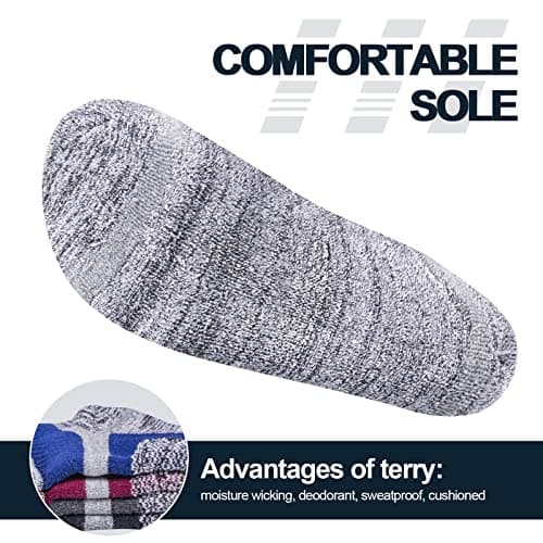 YUEDGE Moisture Wicking Cushioned Mens Socks Padded Winter Work Boot Sock Thick Thermal Sports Socks For Men 6-10, Multipack, 5 Pairs Red — view 6