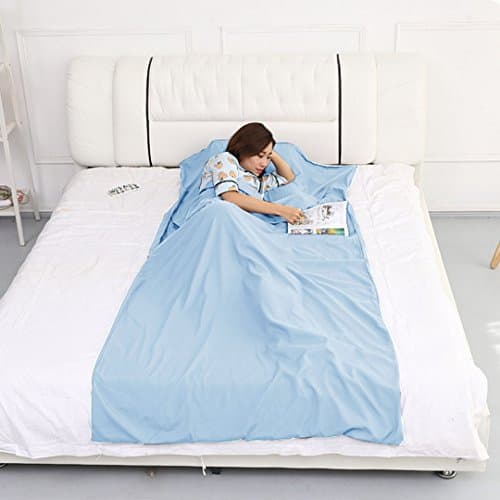 AiSi Cotton Sleeping Bag Liner Healthcare Sleep Sack with Carry Pouch Univeral for Travel Hotel | Business Trip | Camping — view 5