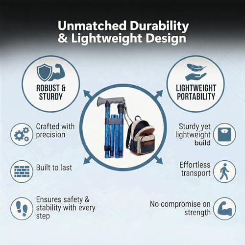 Life Healthcare Gel Handle Walking Stick, Adjustable Cane, Blue Crackle — view 2