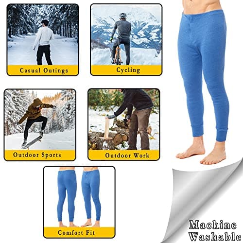 Heatwave® Pack of 2 Men's Thermal Trousers Long Johns Warm Underwear Baselayer, S M L XL XXL Thermals, Small Blue — view 5