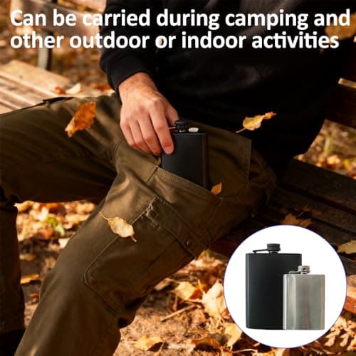 Ram® Stainless Steel 8oz Leakproof Pocket Travel Whiskey Hip Flask for Liquor Hiking Barbecue Hiking Camping Flask — view 6