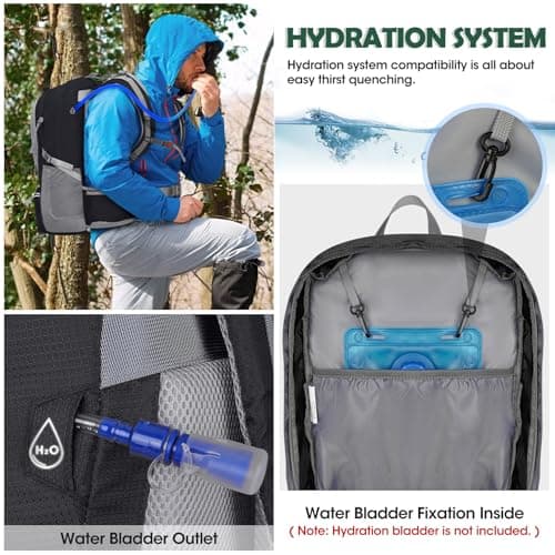 NUBILY Hiking Backpack 50L Waterproof Camping Backpack with Large Shoes Compartment and Wet Pocket Rucksack for Men Women Camping Backpack Lightweight Travel Backpack for Outdoor Sports — view 2