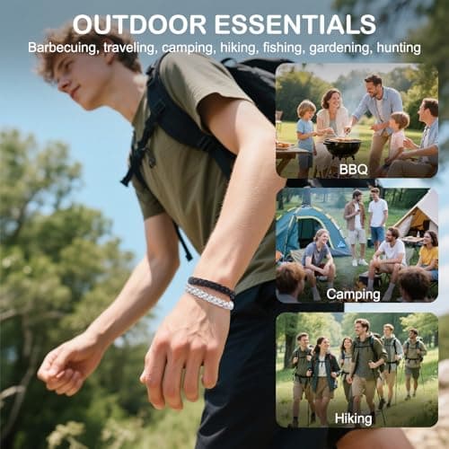 Mosquito Repellent Bracelet 12 Pack Adjustable Leather Band + 60 Patches Natural Insect Repellent Stickers, DEET-Free Outdoor Insect Repeller Bracelets for Adults Kids Family Travel — view 6
