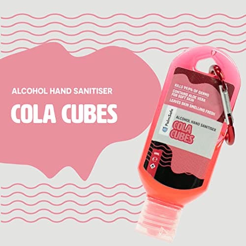 Palm Safe Cola Cubes 60ml Anti Bacterial Premium Hand Sanitiser Travel Size Refillable Clip Bottle Quick Drying Non Sticky Extra Moisturising Kills 99.9% of Viruses and Bacteria (Pack of 2) — view 3