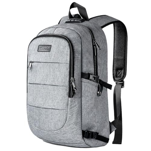 Tzowla Laptop Travel Backpack Mens Womens Water Resistant Anti-Theft Bag with USB Charging Port and Lock 15.6 Inch Computer Business Backpacks for School Work College Gift,Casual Daypack-Grey