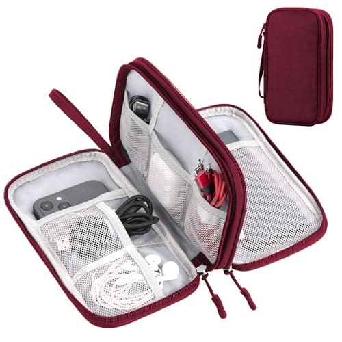Arae Travel Essentials Electronic Organizer Double Layer - Wine Red, M