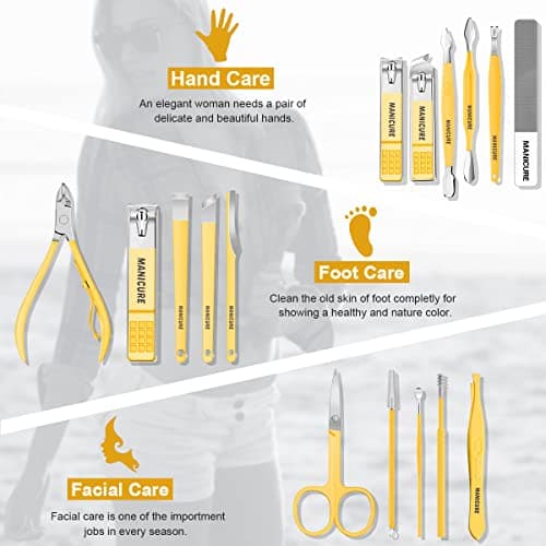 Manicure Set Professional Nail Clippers Pedicure Kit, 16pcs Stainless Steel — view 2