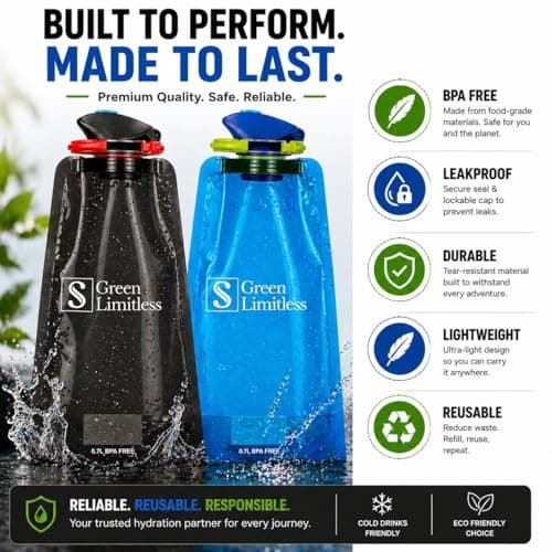 Foldable Water Bottles Set of 4 (2 Blue, 2 Black) – Collapsible, BPA Free, Leakproof, Lightweight Travel Bottles for Hiking, Gym & Everyday Use — view 5