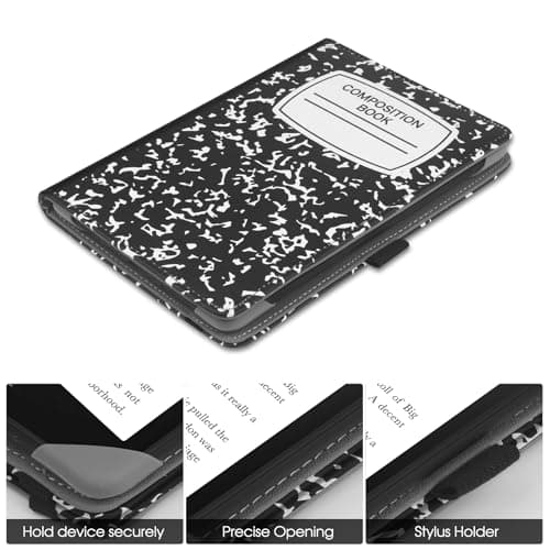 HGWALP Universal Case for 6" eReaders, Folio Leather Stand Cover with Handstrap Compatible with All 6 inch Kindle Paperwhite/Kobo/Tolino/Pocketook/Sony E-Book Reader-Composition Book — view 4