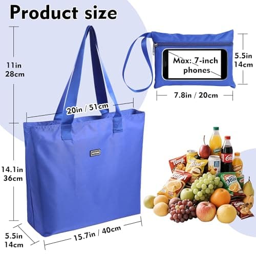 AOTIAN Reusable Grocery Bag, Foldable Shopping Tote Bag with Zipper Closure — view 3