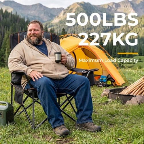 OVERMONT 227kg Oversized Camping Chair for Adults, Black — view 4