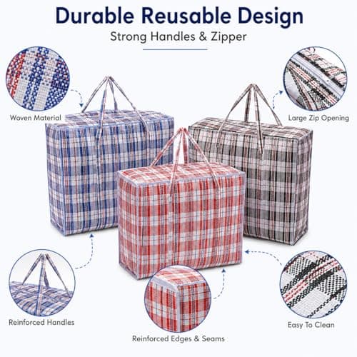 1ABOVE 3 Pack Medium Zipped Storage Bags 57 x 47 x 30 cm — view 3