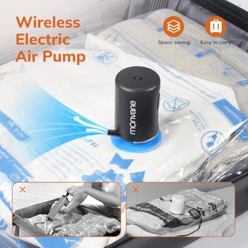 Vacuum Storage Bags -12 Pack Space Saver Bags with Portable Wireless Electric Air Pump Suitable for Travel Luggage Suitcase Clothing — view 4