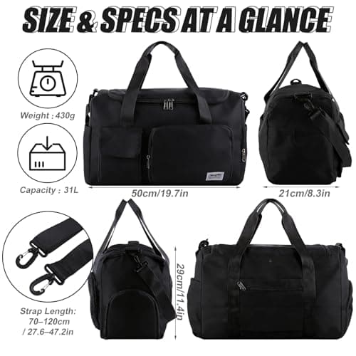 Lychico Large Sports Duffle Bag with Shoe Compartment, Waterproof Gym Bag for Men & Women, Multi-Compartment Holdall for Travel, Work, Overnight — view 2