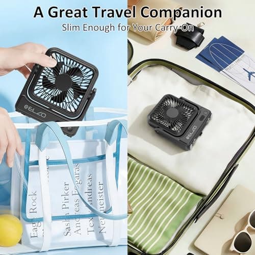 ELZO Magnetic Travel Fan for Cruise Ship Cabin, 5000mAh Rechargeable Portable, 4-Speed Quiet Operation with Hook, Cruise Approved Essentials 2026 for Ceiling & Wall — view 4