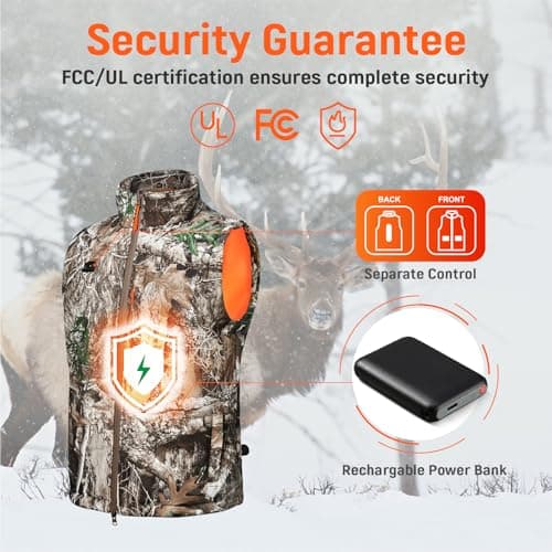 LANCERGEARS Rechargeable Heating Vests with Battery Pack - Winter Hunting Heating Vest, for Hunting, Skiing, Golfing & Hiking, Camo, L — view 6
