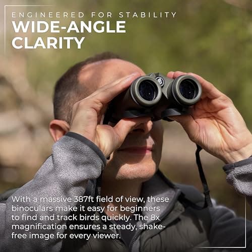 PURSUAL Forefront 8x32 Binoculars for Adults - Compact Lightweight Bird Watching Binoculars with BaK-4 Prism, Multi-Coated Lenses - IPX7 Waterproof Fogproof Optics for Hiking, Travel & Wildlife — view 4