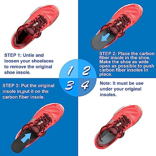 Carbon Fiber Insoles 1 Pair, Rigid Carbon Fiber Shoe Insert 1Pair for Pain Relief & Injury Turf Toe, Foot Fractures, Hallux Rigidus and Limitus for Hiking Running (255mm-Men's 9-9.5/Women's 10-10.5) — view 6