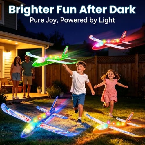 4 PCS 38CM LED Light Up Foam Glider Planes for Kids Outdoor Garden Toys — view 3