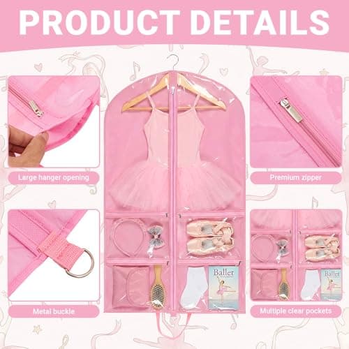 Dance Costume Bag, 40 inch Hanging Garment Bags, 5 Zipper Pockets — view 3