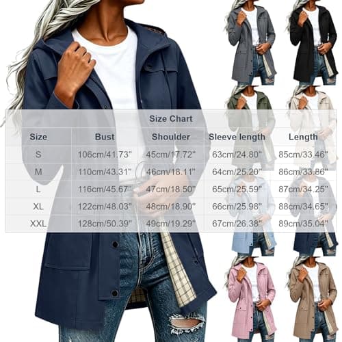 Znwerma ladies waterproof jackets lightweight Waterproof Jacket Lightweight for Women Ladies Windbreaker Rain Coats Full Zip Hooded Long Raincoat Casual Hiking Walking Outwear Pink — view 4