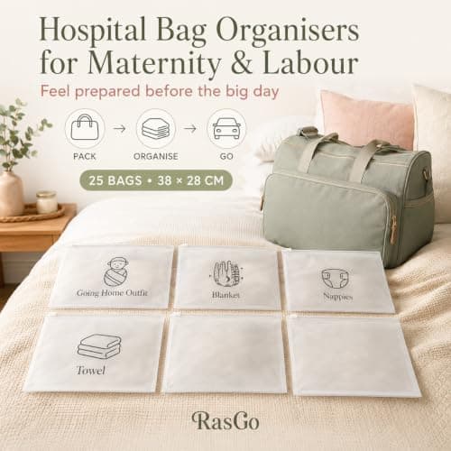 RasGo Hospital Bag Organisers for Maternity & Labour – 25 Pack Waterproof Ziplock Pouches Labelled & Blank – Mum & Newborn Baby Hospital Packing Set — view 4