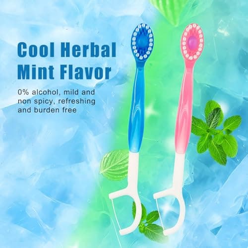 5 in 1 Mini Toothbrush with Toothpast + Tongue Scraper + Floss + Pick, Portable Travel Toothbrush Set Individually, Portable Oral Care, Individually Wrapped for Work Travel Camping — view 5