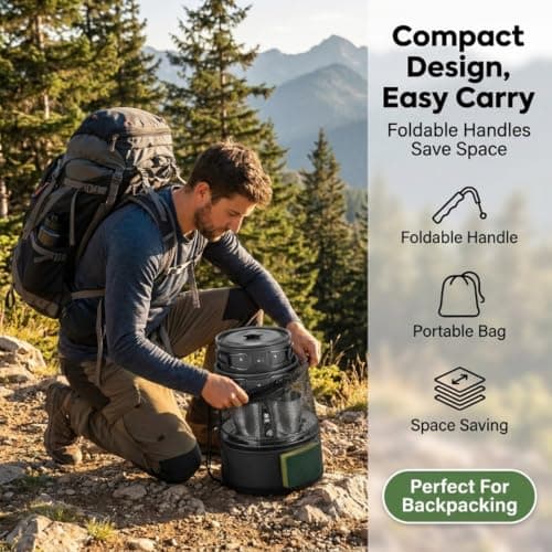 17pcs Camping Cookware Mess Kit, Protable Aluminium Pots and Pans — view 3