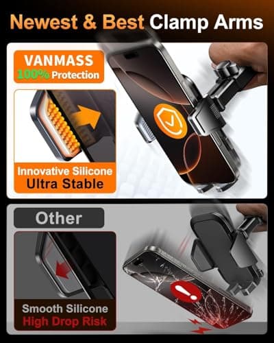 VANMASS High-end Max Upgrade Car Phone Holder【Large Phone & Thick Case Friendly】 Super Suction Mobile Automobile Cradle Van Dashboard Windscreen Vent Mount for iPhone 17 Pro Max 16 15 14 13 Samsung — view 5
