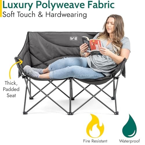 Trail Linnet Padded Double Camping Chair, 2 Seater, Grey — view 5