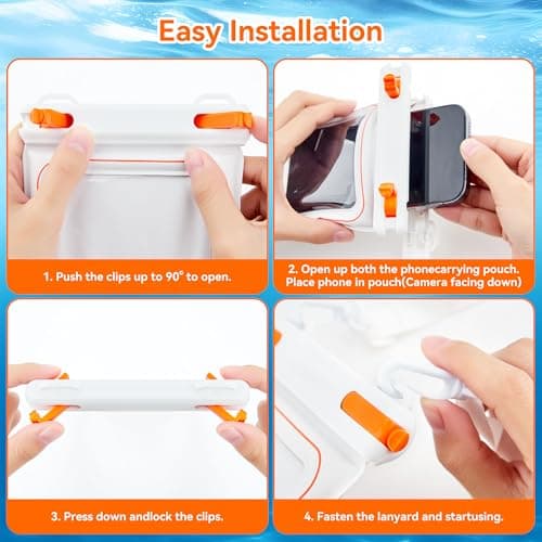 Double Space Waterproof Phone Pouch,IPX8 Waterproof Floating Phone Case,Cell Phone Dry Bag for Beach with Lanyard for iPhone 17 16 15 14 13 12 11 Pro Max,Huawei,OnePlus,Galaxy Fit up to 8.5” White — view 6