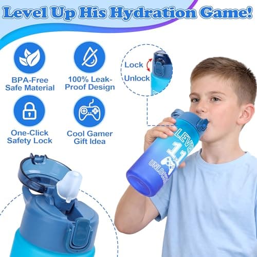EccoDen 11th Birthday Gifts for Boys Age 11 – Funny Gamer Gift Set with Sports Water Bottle, Gamepad Keyring, Level 11 Socks & Bracelet – Cool Birthday Presents for Gamer Kids — view 3
