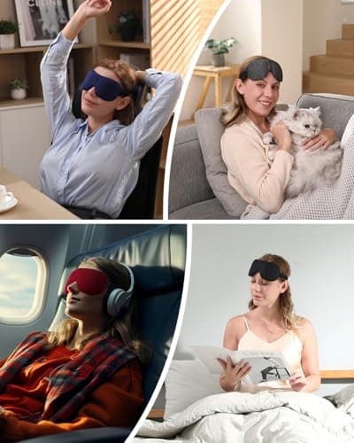 Upgraded 3D Contoured Sleep Mask 3 Pack, Full Blackout Zero Pressure Eye Cover, Soft Breathable Blindfold with Adjustable Strap for Side Sleepers, Men Women Night Sleep Travel — view 6