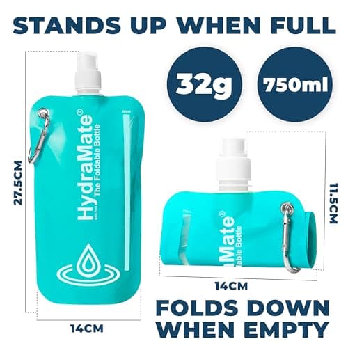 HydraMate Collapsible Water Bottle - Foldable Water Bottle - 750ml Aqua — view 3