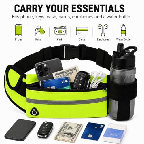 Running Belt with Bottle Holder, Reflective Water-Resistant Waist Pack — view 6